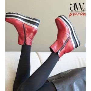 Marco Moreo Milano Scarlett Platform Bootie In Red Size 42/ US 11.5